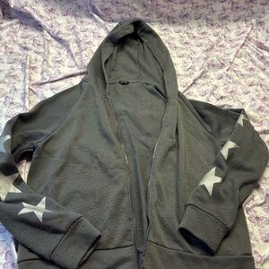 Charcoal Star-Patterned Hoodie
